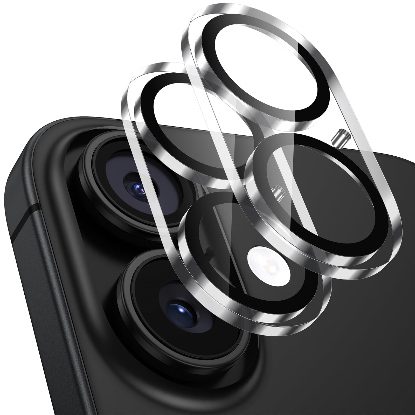 「2枚セット」カメラフイルム iPhone 17 用 カメラ保護 全面保護 9H強化ガラス 黒縁取り いphone17 レンズカバー 露出オーバー防止 超高透過率 アイフォン17カメラカバー フラッシュ干渉なし レンズガード クリア