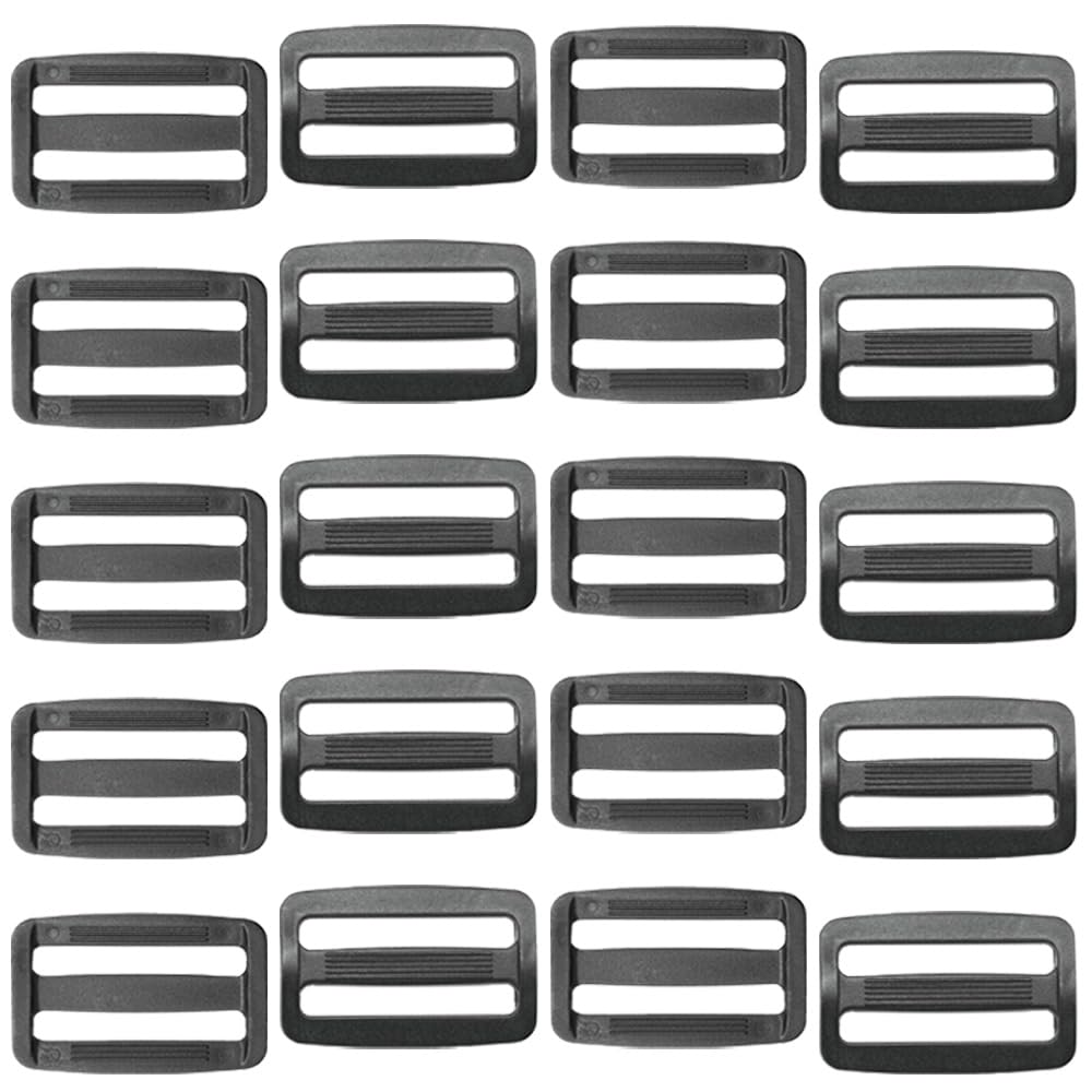 Ruidee 50 Pcs Plastic Tri-Glide Slide Adjustable Webbing Triglides Slider Buckle for Handbag Strap Adjustment Bags Making Camping Backpack (RK/38MM)