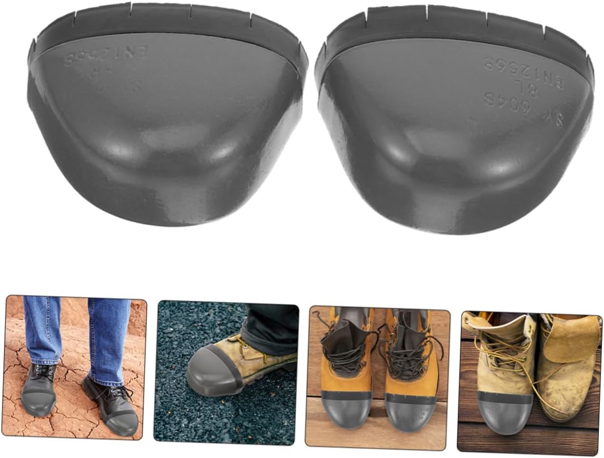 Angoily Safety Toe Caps for Work Boots Metal Toe Covers Metatarsal Protection 2-Pair Set for Men and Women Durable Safety Shoe Accessories