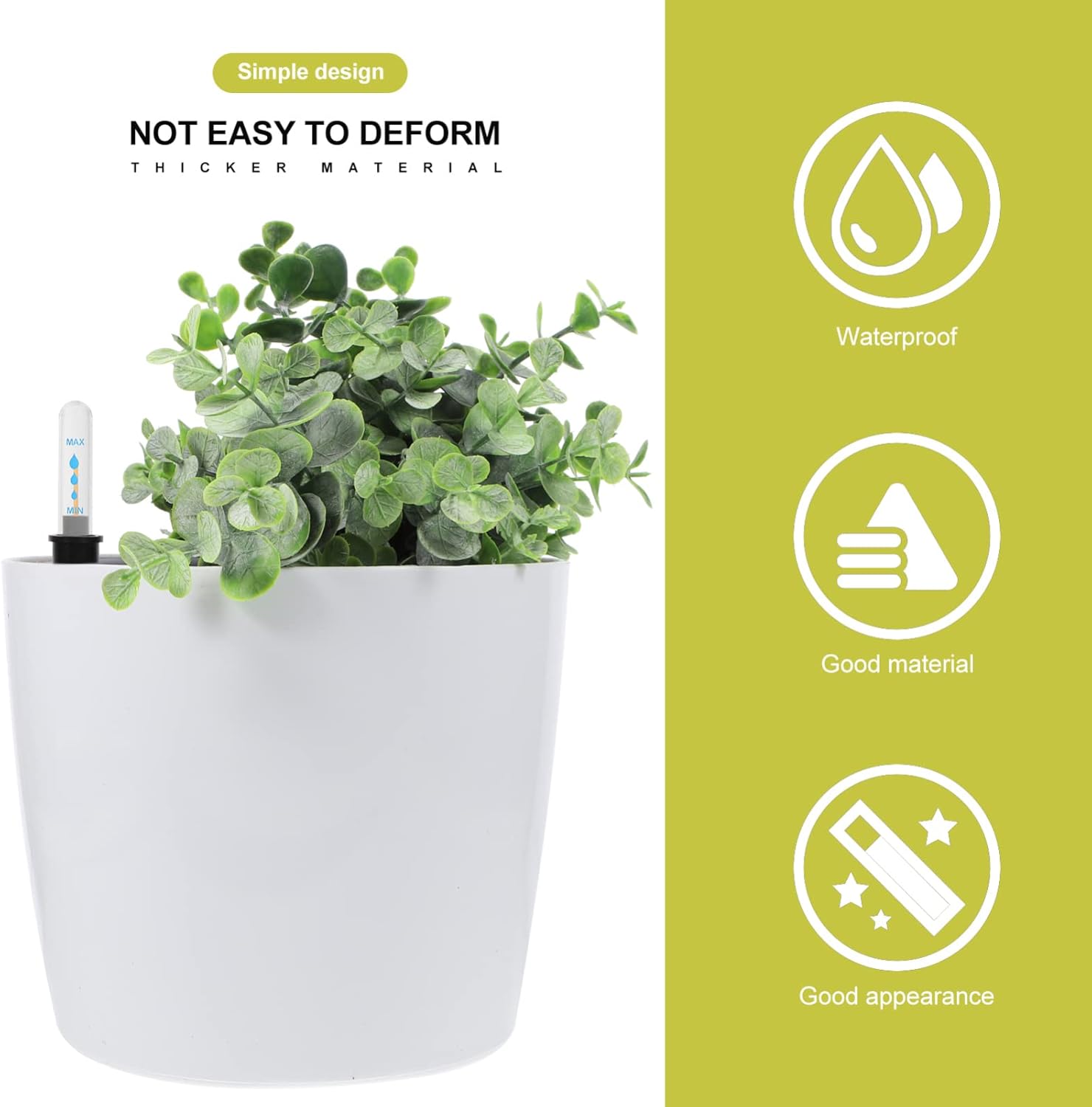 Self-Watering Plant Pot Automatic Water Absorbing Indoor/Outdoor Unique Plastic Planter Water Level Display