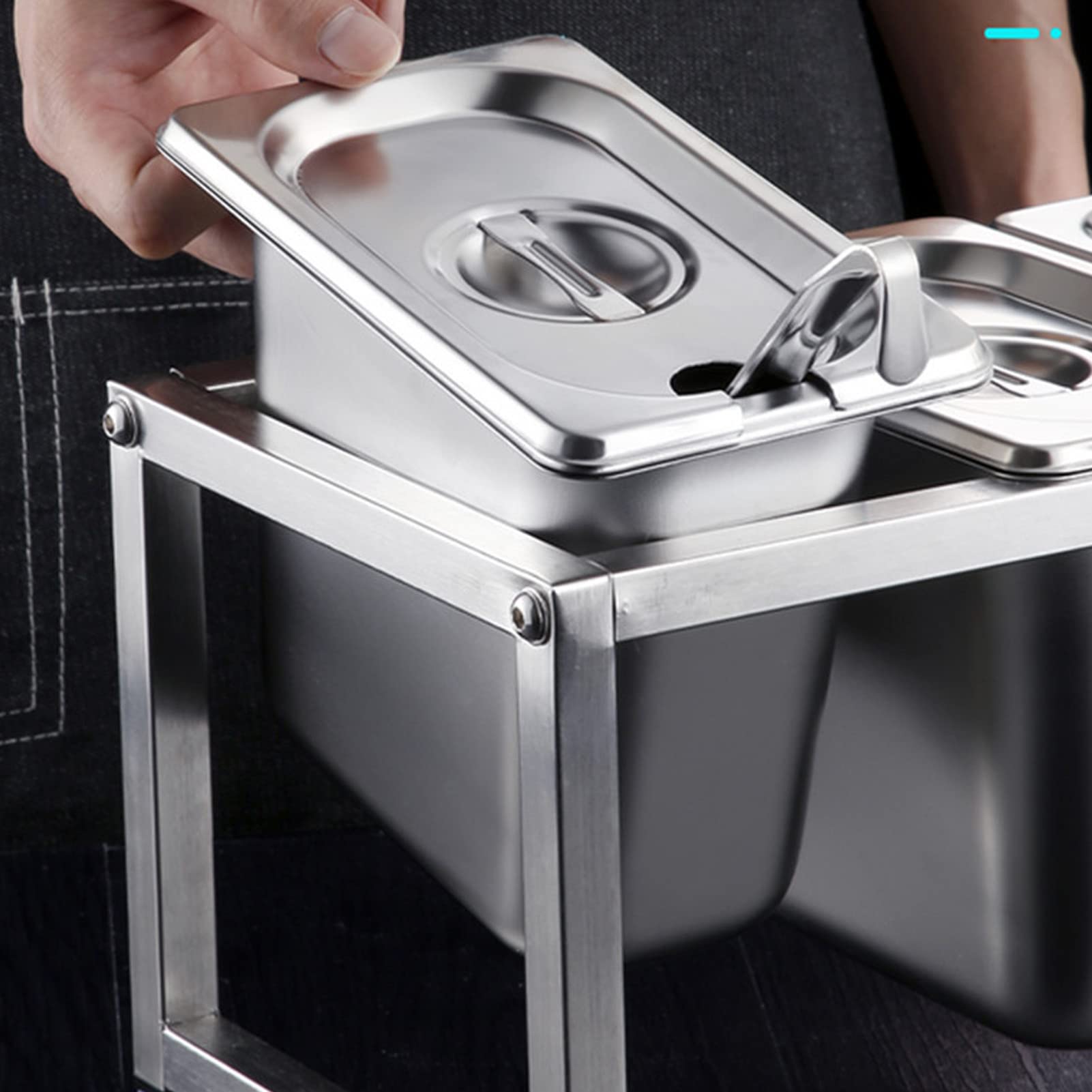 Dispensador de condimentos de acero inoxidable, soporte ajustable para mermeladas y especias para restaurantes, tiendas de té, salsas y frutas, 2,2 L + 1,6 L de capacidad y versátil