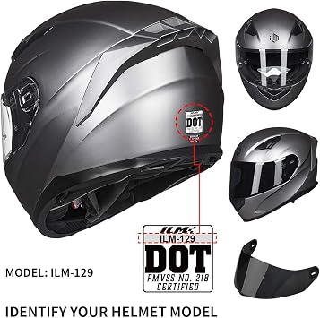 ILM Black Tinted Shield Visor Pinlock Pins for Model-129 Motorcycle Snowmobile Full Face Helmet for Adults