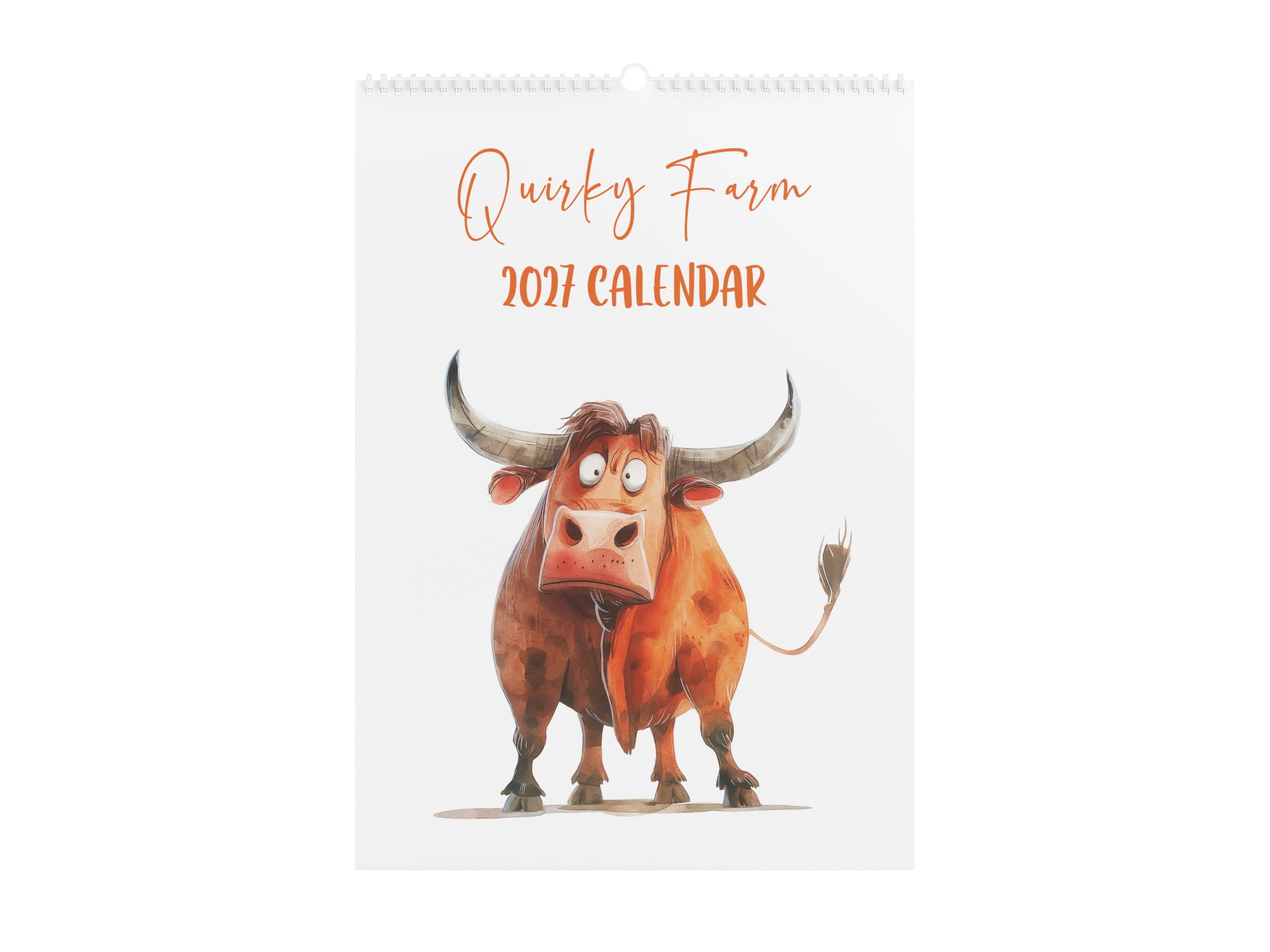 Quirky Farm 2027 Wall Calendar, A4 Farm Yard Wall Planner, Handcrafted Watercolour Farm Animals Calendar, Monthly Layout with Spiral Binding, Handmade Made in UK