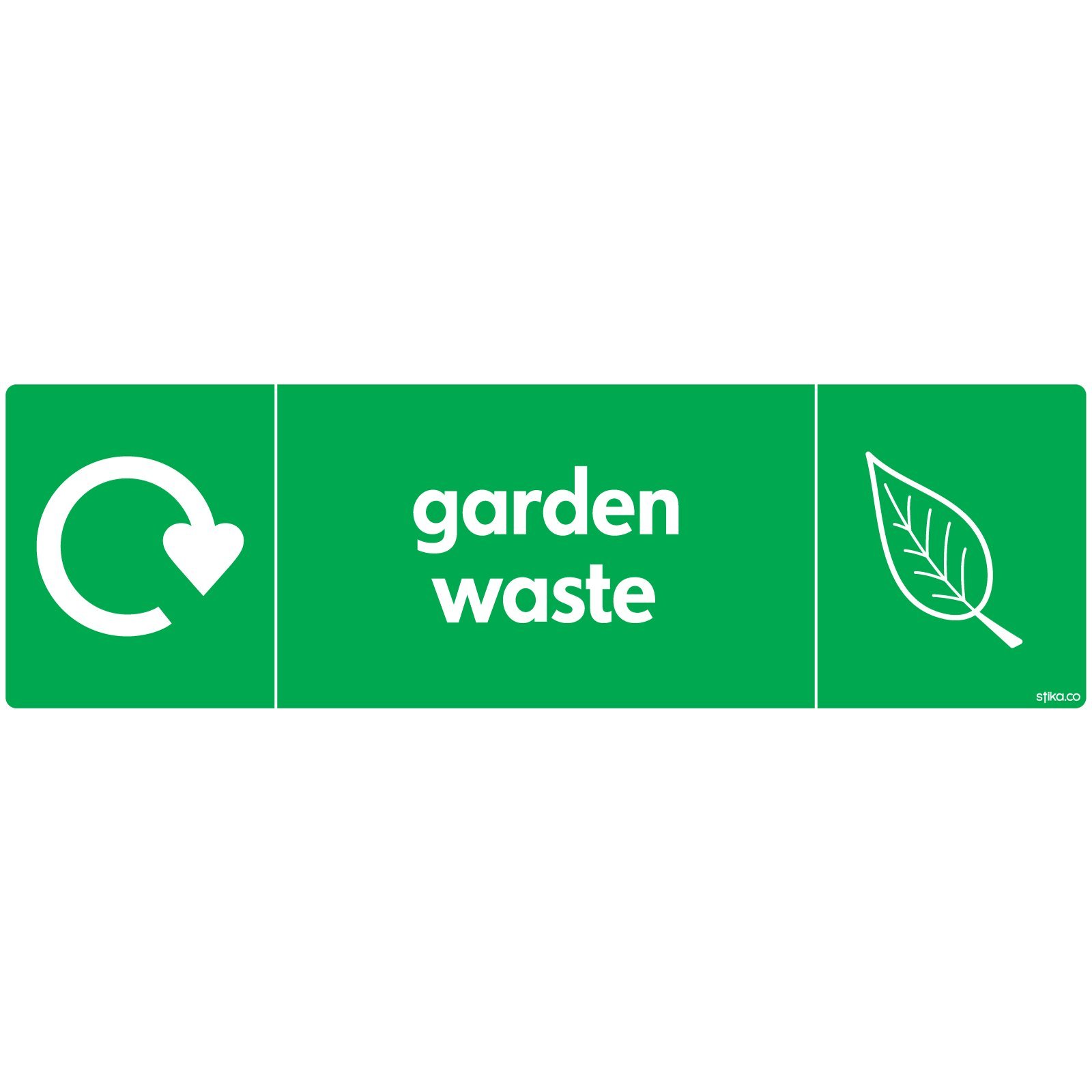stika.co Pack of 2 Garden Waste Recycling Signs - WRAP Recycle Now Self-Adhesive Vinyl Stickers, 200 x 60mm - BS EN ISO 7010 Compliant Bin Labels