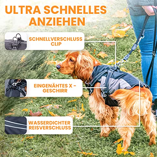 Tierhood Regenmantel Hund - Hunderegenmantel wasserdicht- Reflektierende Regenjacke Hund - Hundemantel inkl. Geschirr Wasserdicht