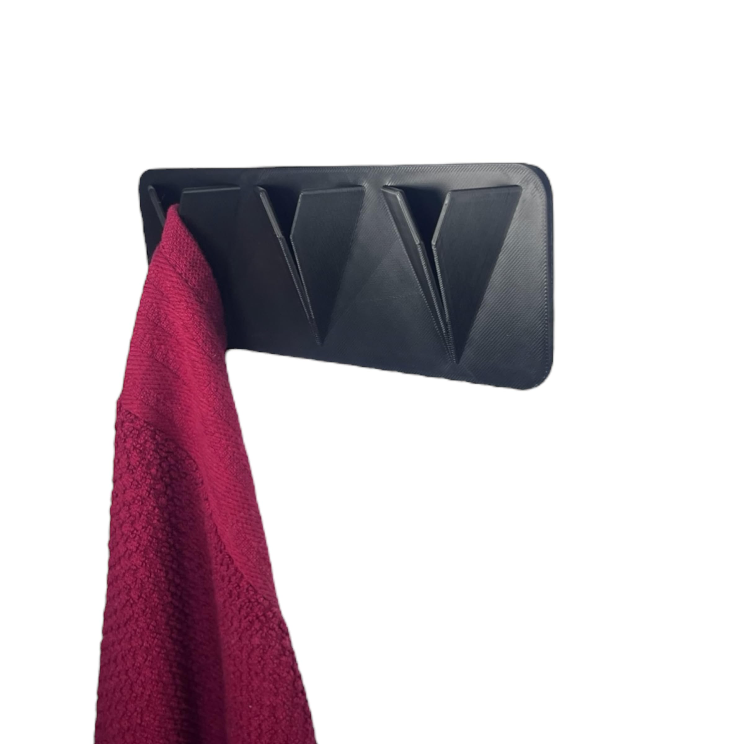 Modern Wall Mount Towel Hook Rack with Double Sided Tape, 3 Foldable Hooks, Black