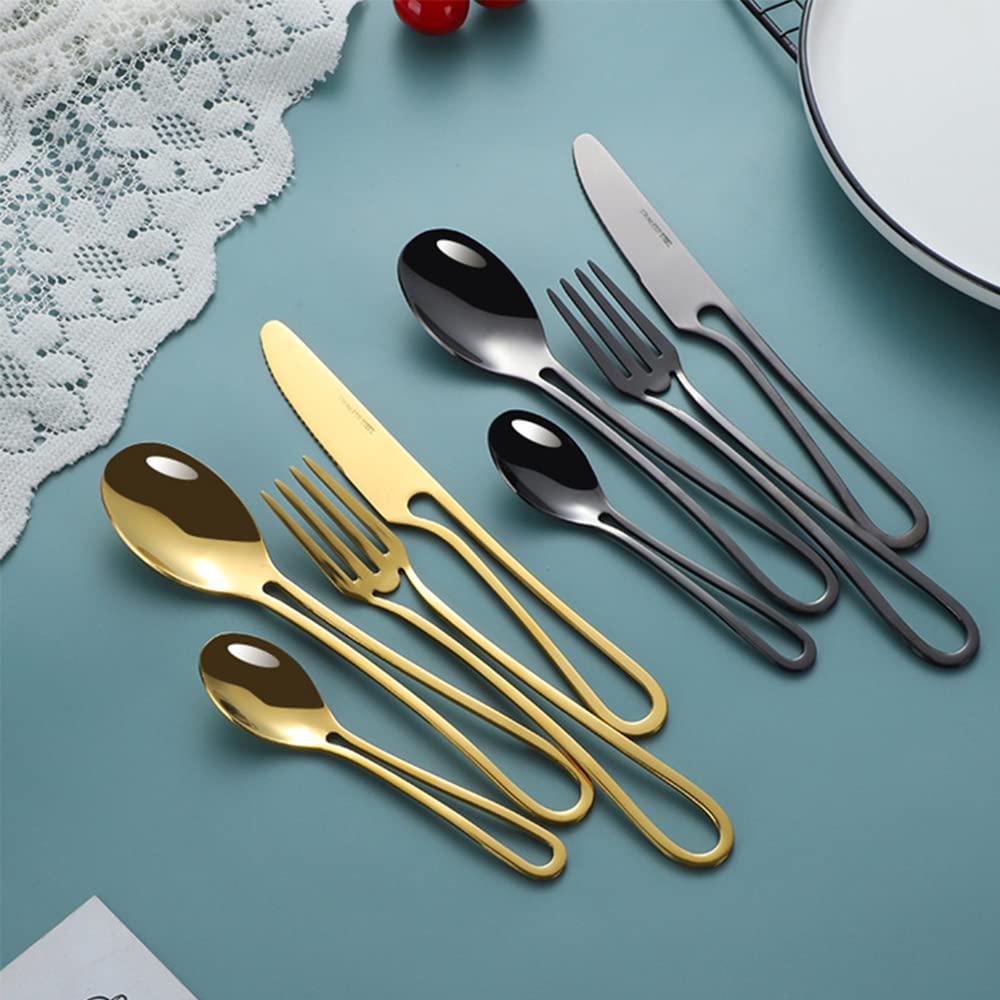 Besteck Set 80-teiliges Edelstahl Besteckset 20 Personen, Hohlgeschnitztes Design Küchenutensilien-Set, Geschirr-Besteck-Set für Zuhause und Restaurant, Hochzeit, Halloween, Weihnachten