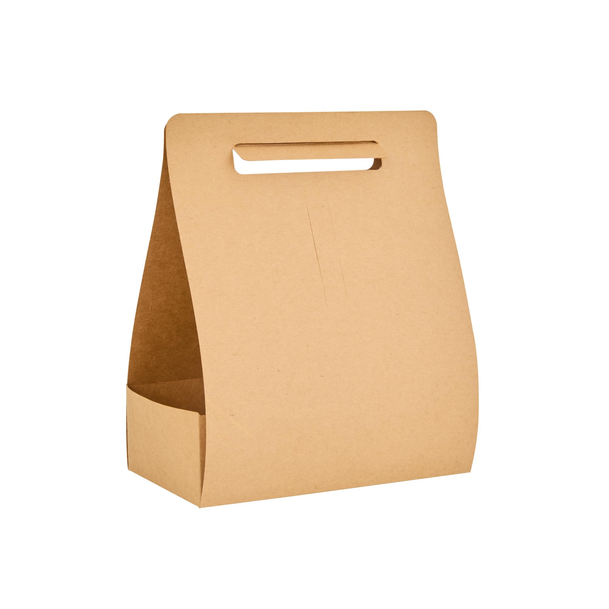 Restaurantware Bio Tek - Fiambreras de papel con asas, 100 recipientes desechables de papel kraft para alimentos, 21 x 10 x 20 cm, portavasos para utensilios de cocina, portadores de bebidas para