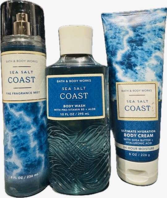 Body Care - BBWs Sea Salt Coast Trio Gift Set, Fragrance Mist, Body Wash & Body Cream (Packaging may vary)