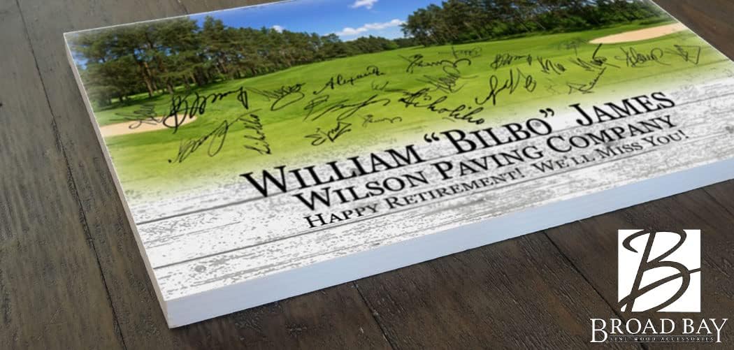 Retirement Gift Plaque PERSONALIZED - Solid Wood - for Men or Women CUSTOM MADE in the USA (Retirement Golf 16.5in x 10.5in)