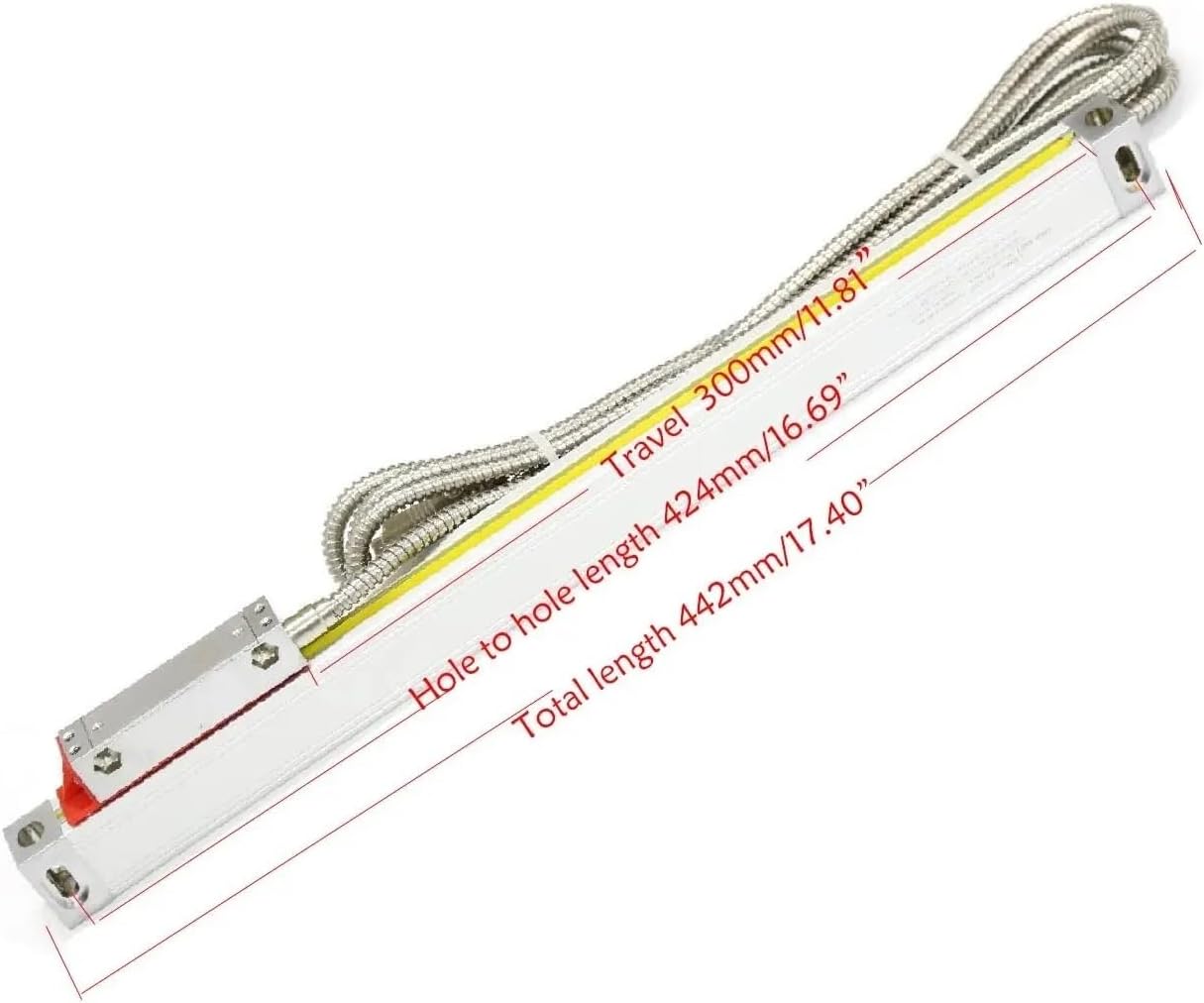 LIAMOS Slim High Precision 0.005mm Thin Lathe Linear Scale TTL 50 100 150 200 250 300 350mm 20x28mm Small Linear Encoder Grating Ruler,Precise Measurement(300mm Travel Length)
