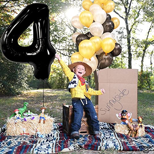 Image of KatchOn Black Number 4 Balloons 40 Inch, 4 Birthday Decorations