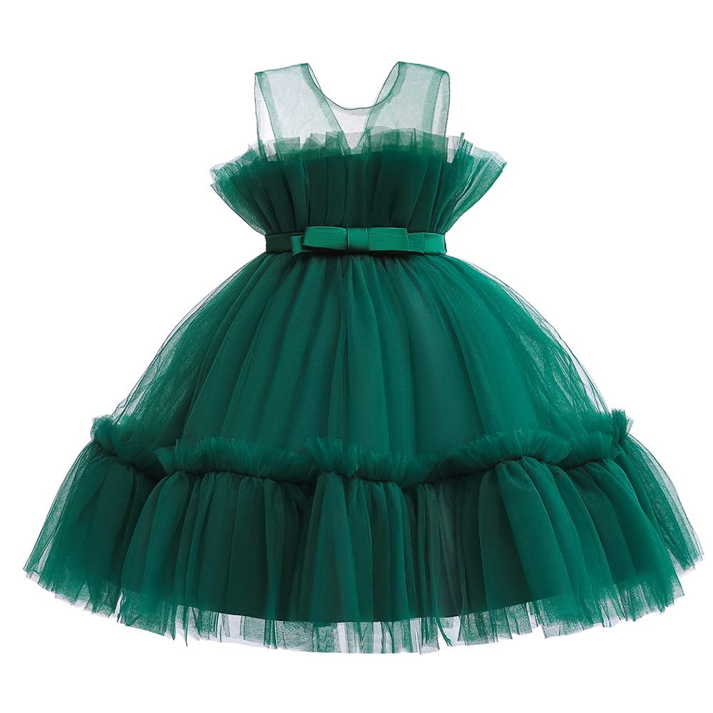 Allcent Backless Flower Girl Dress Little Kids Birthday Prom Pageant Birthday Party Performance Formal Princess Ball Gown Dresses 2T 3T Green 100
