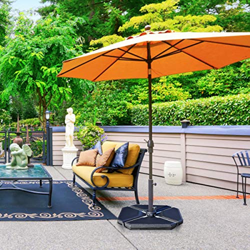 Tangkula 4PCS Cantilever Offset Patio Umbrella Base Weight Stand, 195lbs Triangle Shaped Sand Water Filled Weight Outdoor Umbrella Base Plate w/Easy-Fill Spouts, Funnel, Concave Handles