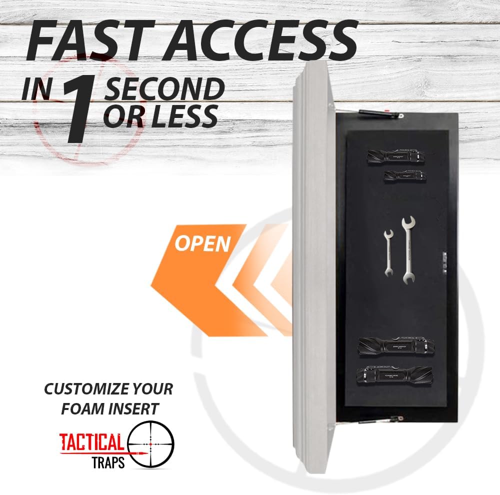 Tactical Traps - Mirror MAX Storage with Secured Door - 47.5” x 19.5” - Storage with RFID Lock and Safe & Unseen Compartment - Ebony