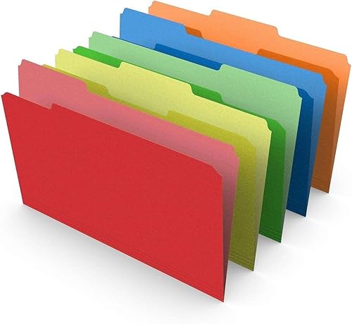 VBSQ - Carpetas de archivos de 3 pestañas de colores legales, varios colores, 100 por paquete, suministros de oficina, organizador de archivos,