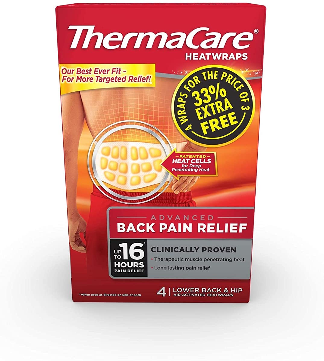ThermaCareLower Back Heat Wrap (4 Count) 1 Pack