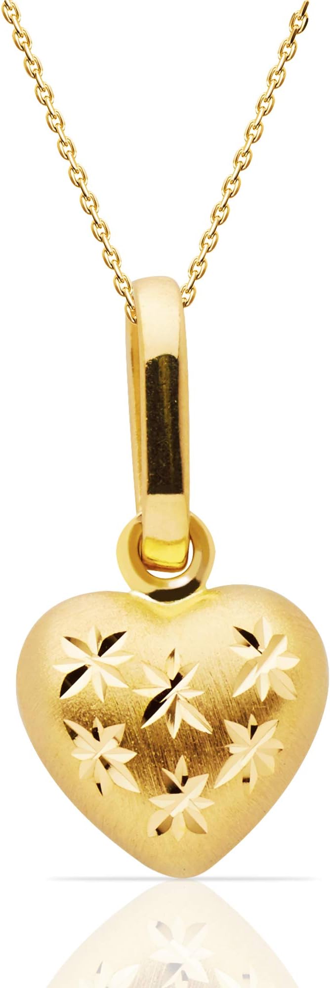 14k Yellow Gold Heart Pendant Necklace, 18"