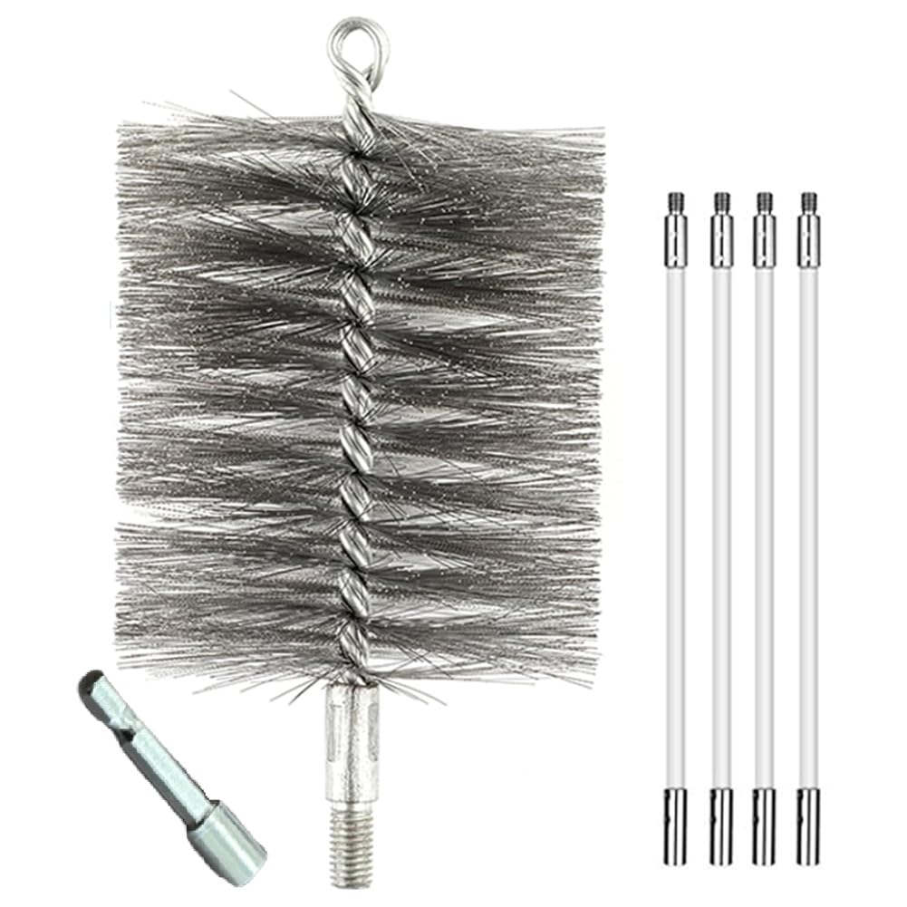 Jnchdghwa Wood Burning Stove Pipe Cleaning Brush 50-Inch Long Tent Stainless Steel, and Chimney Cleaning Wire Brush