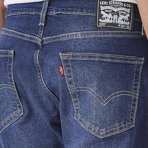 Image of Levi's Men's 505 Dark Indigo Straight Fit Mid-Rise Jeans