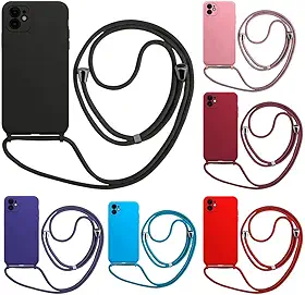 Case Capa Capinha Com Cordão Alça Para iPhone 12 NORMAL (PRETO)