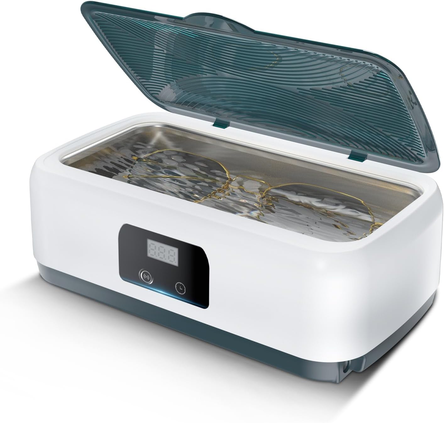 Mcties Ultrasonic Cleaning Machine, Glasses Cleaner, Small Ultrasonic Cleaner, 25.6 fl oz (750 ml), Large Capacity, 55,000 Hz, Strong Vibration, 4 Stage Timer Function, Eyeglass Cleaning Machine