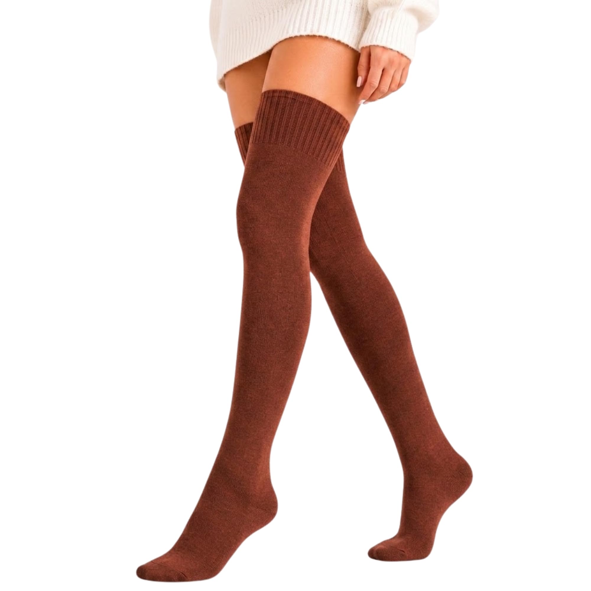 Wool Warm Thigh High Socks Extra Long Cotton Knitted Warm Thick Thermal Woolen for Women | Soft & Breathable Knit Thermal Leg Warmers | Winter & Fall Essential-image-46