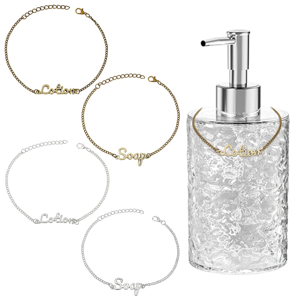 OLYCRAFT 4 Pcs Soap Chain Labels Lotion and Soap Dispenser Chain Labels Gold Silver Soap Tags Lotion Bottle Tags for Farmhouse Rustic Decor Bathroom Kitchen-image-23