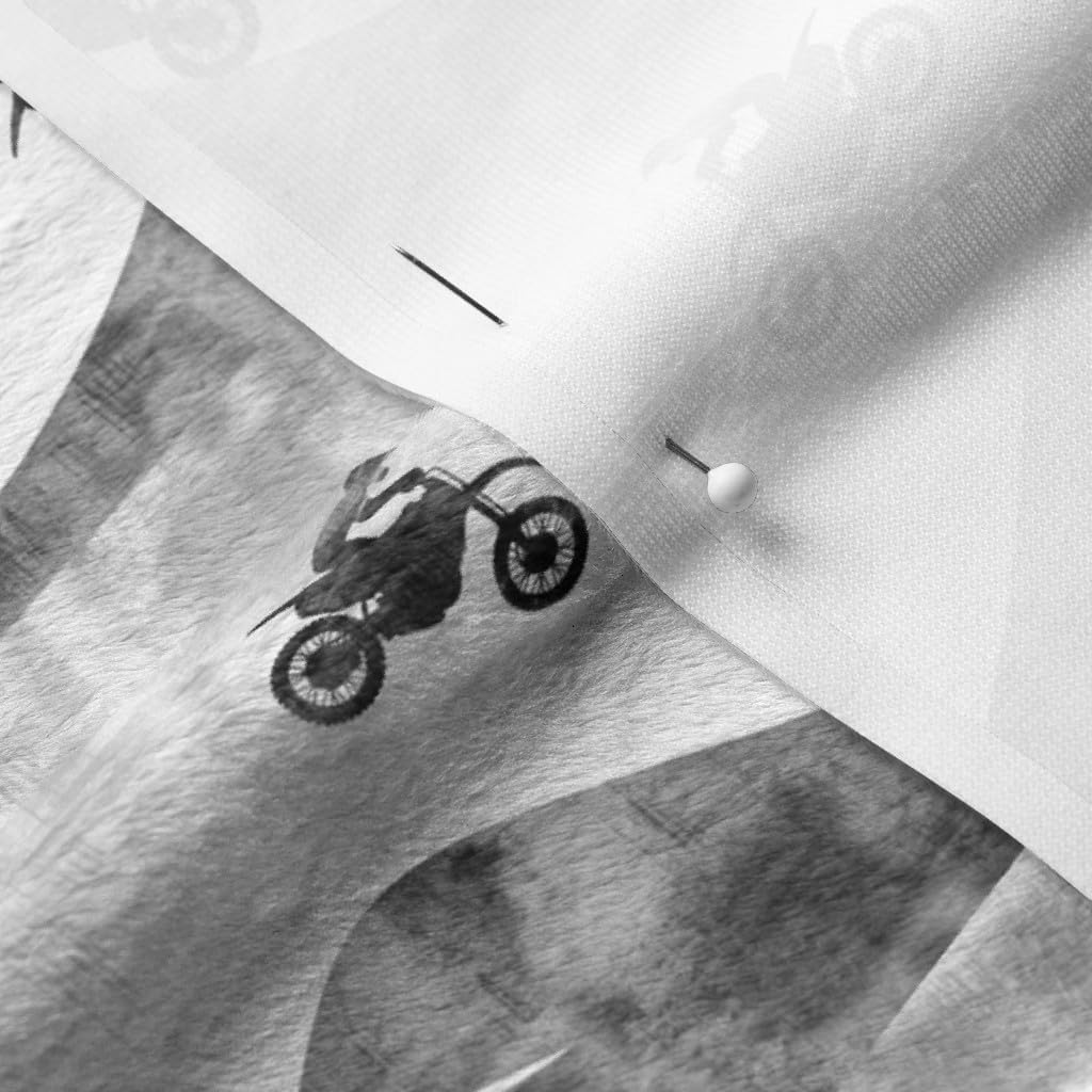 Spoonflower Fabric - Small Scale Dirt Bike Grey Motocross Bicycle Outdoors Boy Distressed Printed on Minky Fabric by The Yard - Sewing Baby Blankets Quilt Backing Plush