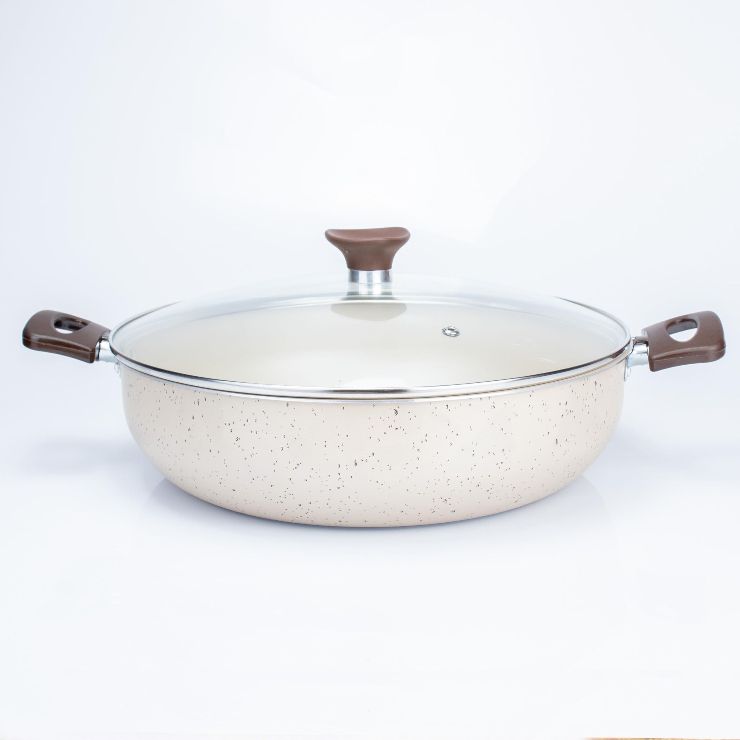 Panela Wok 30m com tampa de vidro Antiaderente Cerâmica Marmorizada Charlotte - Ideal