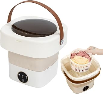 Portable Washing Machine, Mini Washer and Spin Dryer with Deep Cleaning of Underwear, Baby Clothes and Small Items, Foldable Small Washer for Dorm,RV, Travel, Laundry,CampingWhite