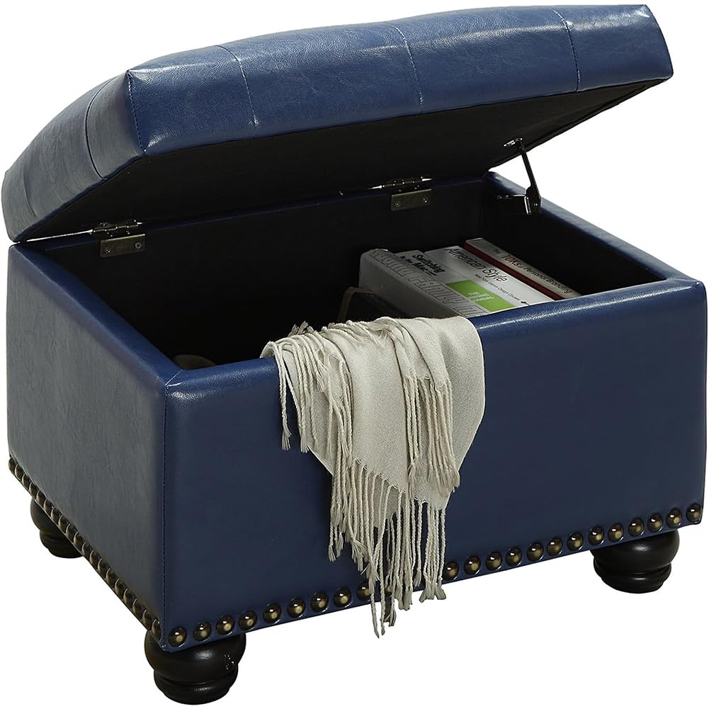 Pouf Contenitore BAKAJI In Legno Con Seduta Imbottita - 51x51x43 Cm, Nero Ecopelle - Foto 6