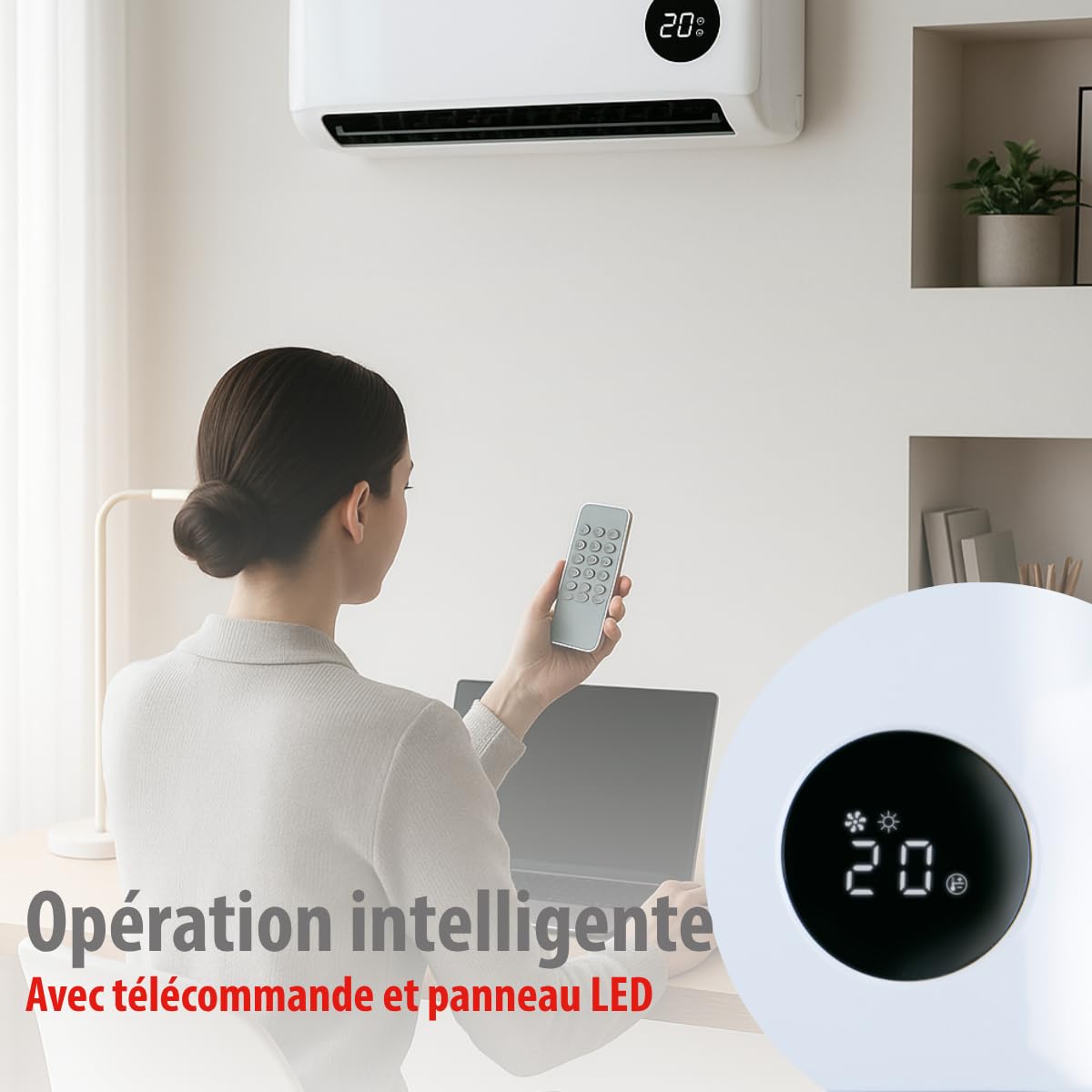 alpina Chauffage Mural 1000-2000W - Chauffage Céramique PTC avec Télécommande - Réglable en Température et Minuterie - Radiateur Mural pour Intérieur, Blanc