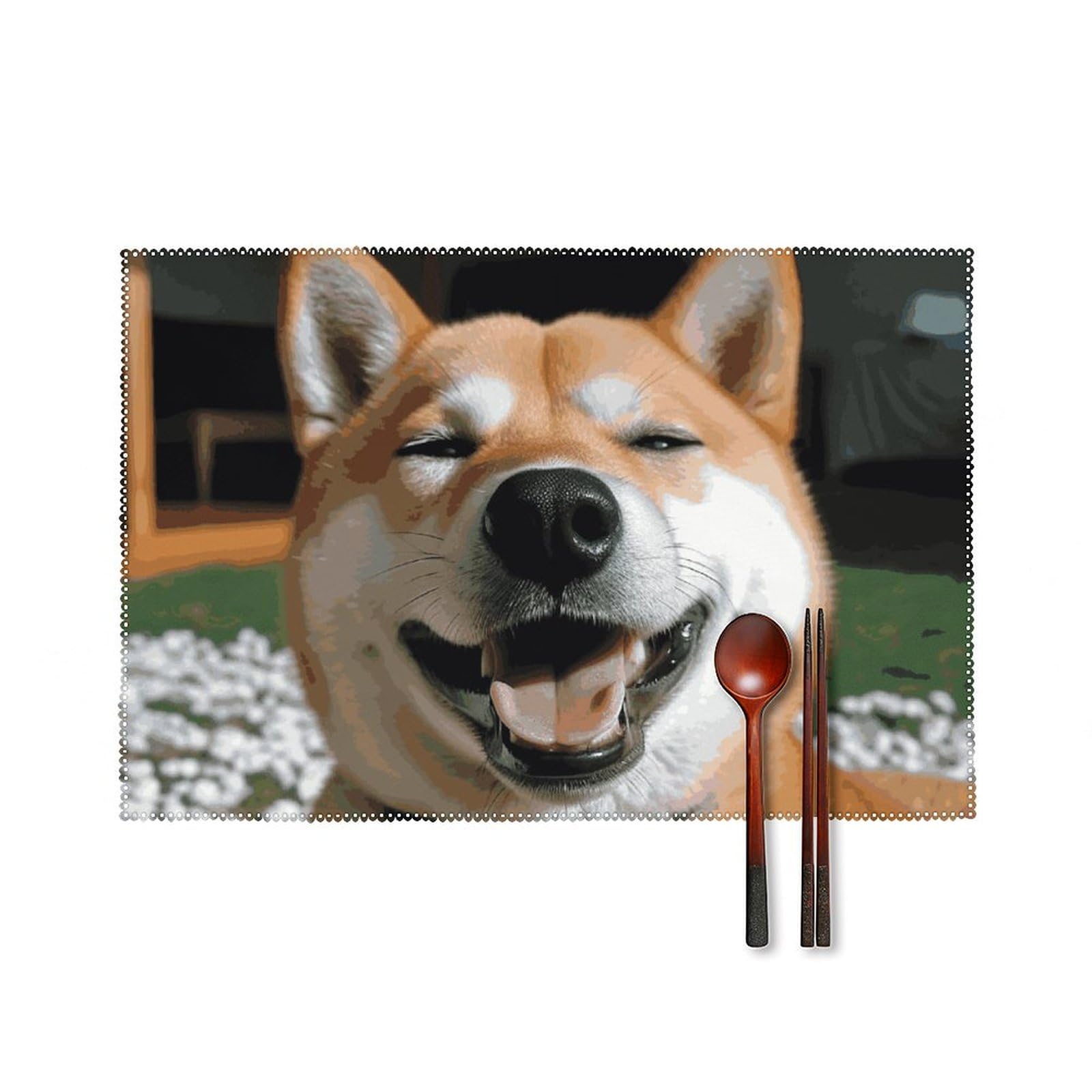 Set de table Shiba Inu en toile lot de 6 pièces 45x30 cm lavables