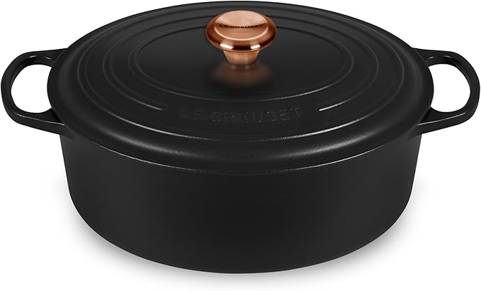 Le Creuset Signature 8-quart Oval Dutch Oven with Copper Knob - Enameled Cast Iron (Licorice Black)