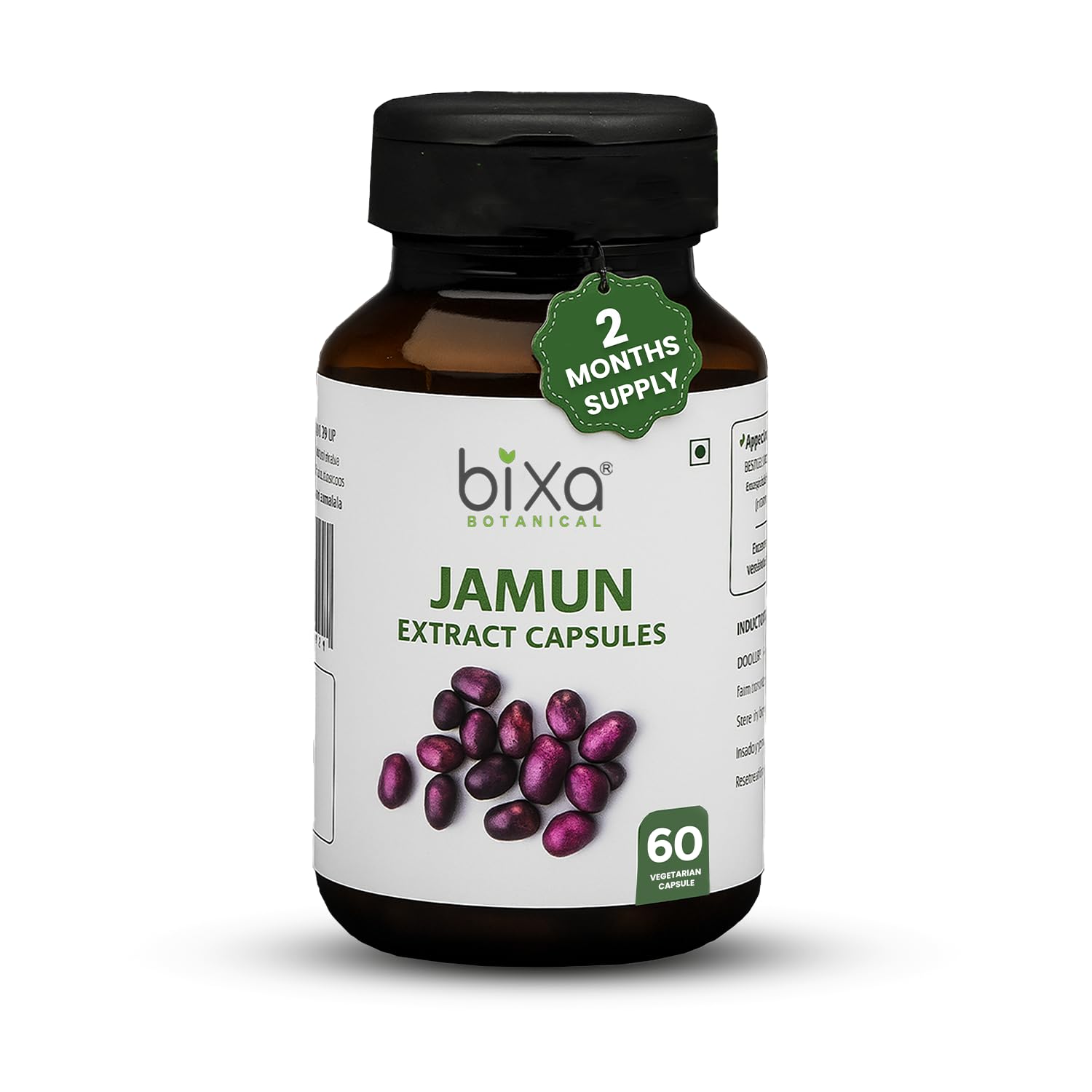bixa BOTANICAL Jamun Extract Capsule (Black Plum) (Eugenia Jambolana) | Herbal Supplement | Supports Proper Digestion (60 Count (Pack of 1))