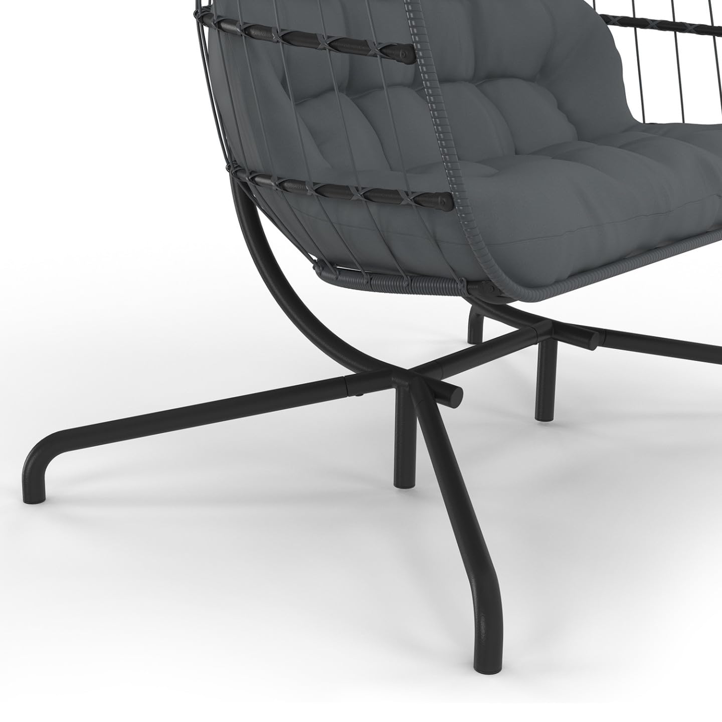 IDMarket - Fauteuil Oeuf Suspendu ajouré 2 Places Effet rotin Gris avec Coussin Gris
