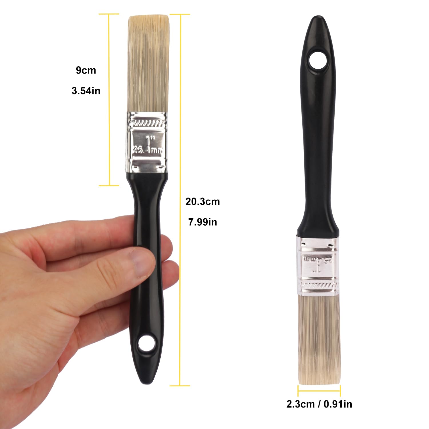 Lot De 20 Pinceaux Plats De 2,5 Cm Avec Manche En Plastique, Pour La Peinture A Faire Soi Meme~p124370930