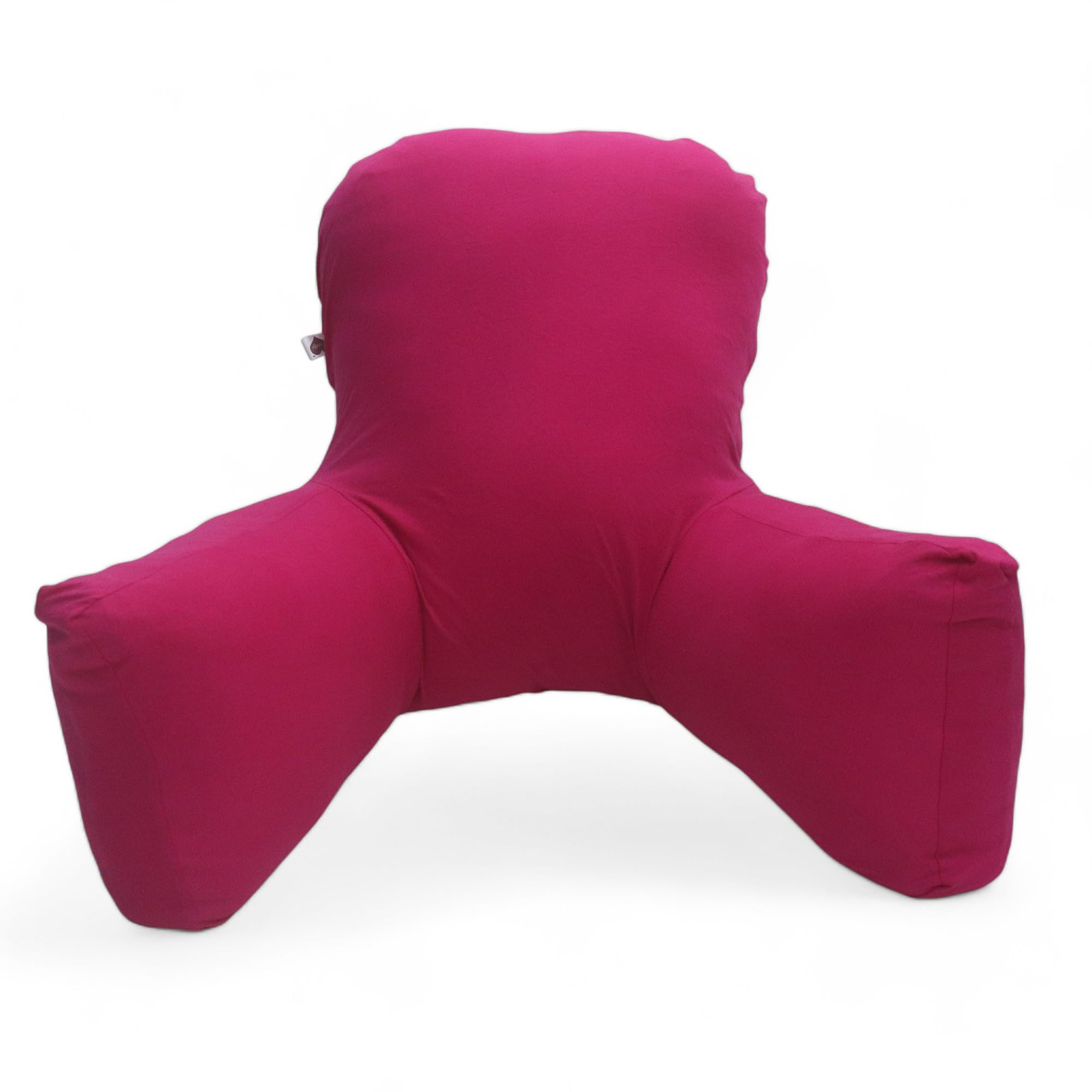COOZLY BackRest Pillow | Reading Pillow | Bed Support Pillow with High Armrests |100% Cotton Jersey Removable Cover (Fuschia) 2