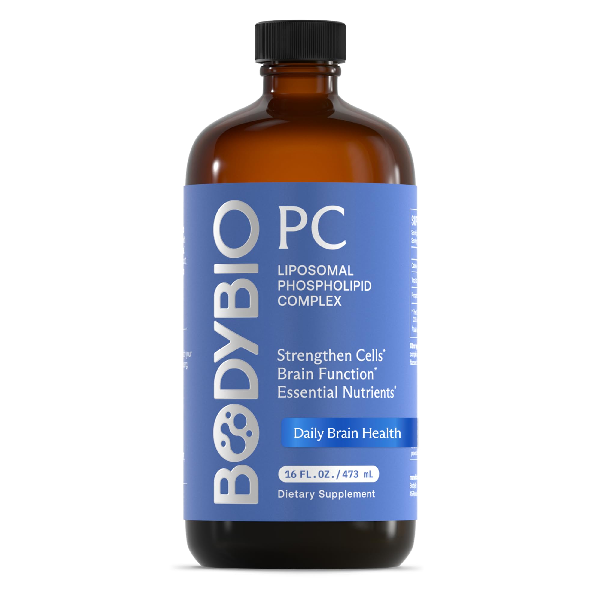 BodyBio - PC liquid |16 oz | Phosphatidylcholine + Phospholipids | Liposomal for High Absorption | Healthy Aging | Nootropics Booster | Enhance Focus, Memory, Cellular Repair