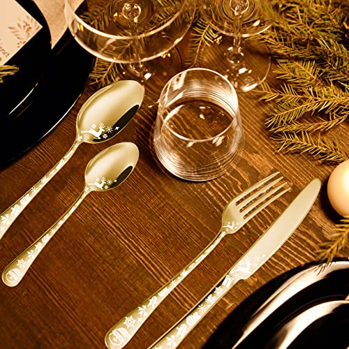 Vilihkc Christmas Style Silverware Set, 20 Piece Stainless Steel Flatware, Kitchen Utensil Service for 4, Tableware Cutlery for Home and Restaurant, Dishwasher Safe by vilihkc - Image 7