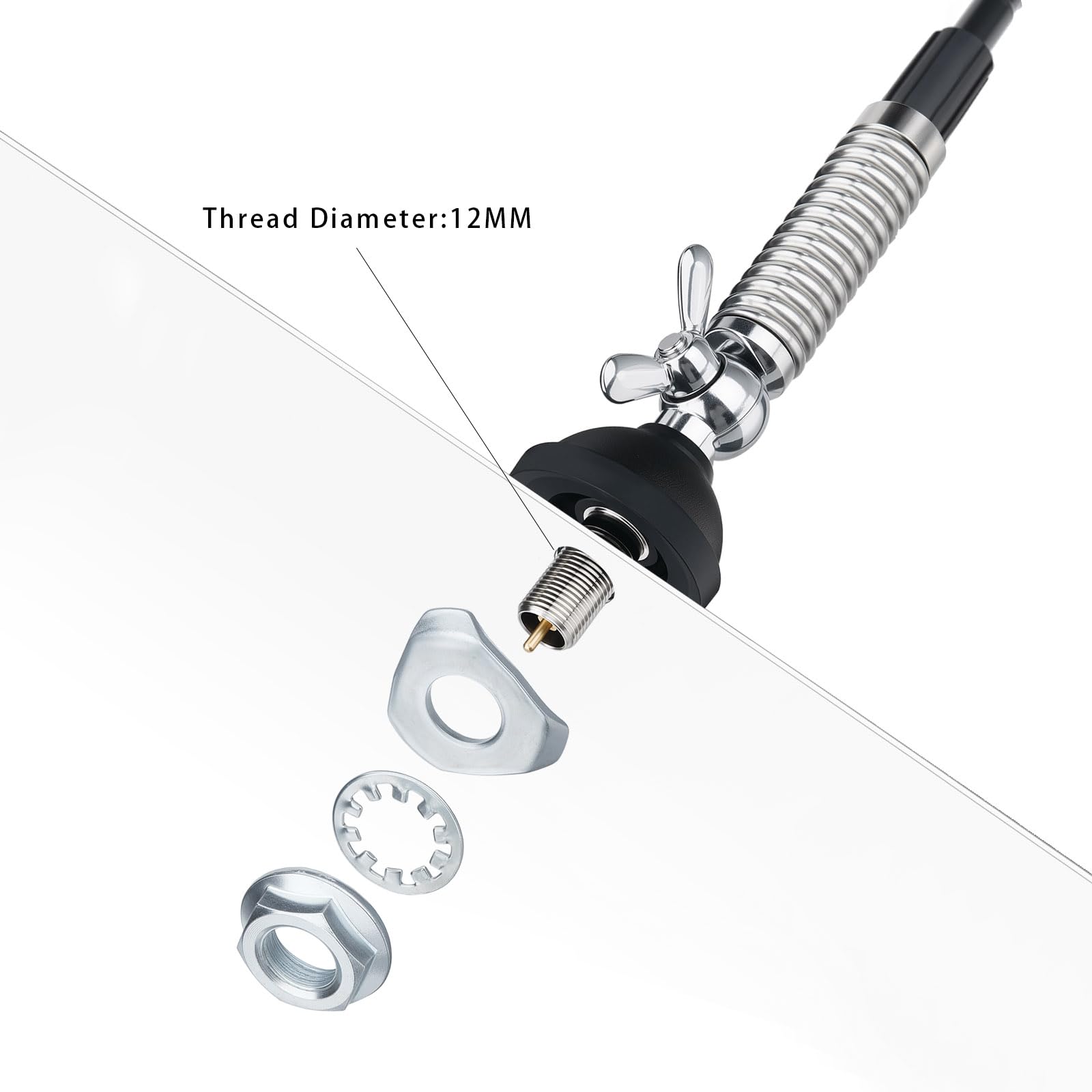 Bingfu Antenna CB in Fibra di Vetro 27 MHz Veicolare Maschio UHF PL259 65cm | Flessibile e Regolabile a 180°, Cavo RG58 4 m, per Radio CB Mobile Veicolare Camion Camper Auto SUV