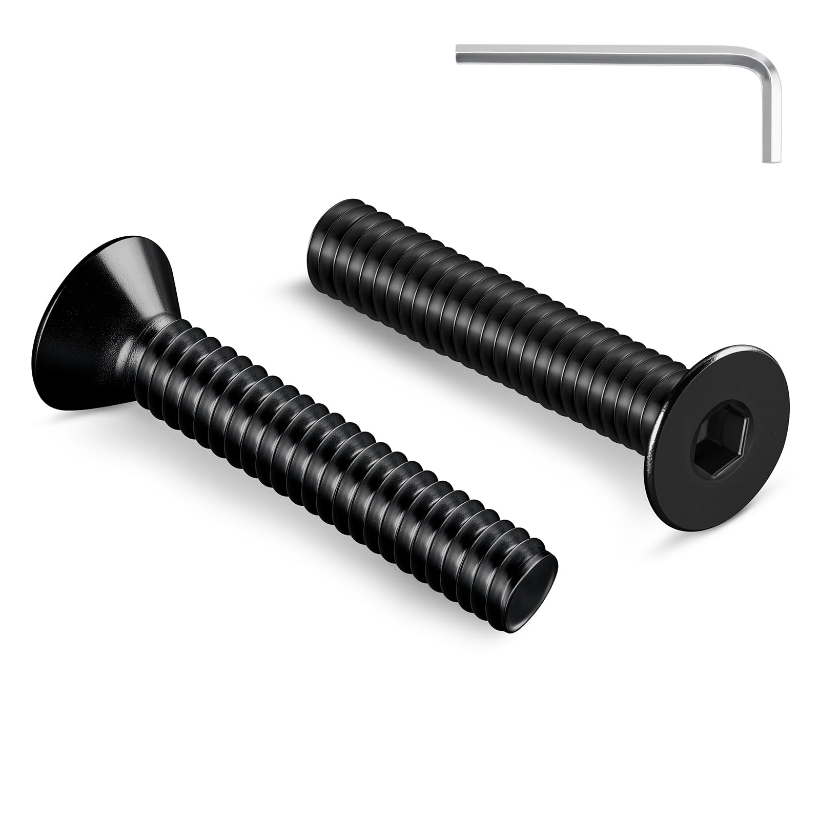 BNUOK 5/16-18 Bolt, 5/16-18 x 1-1/2 Inch Flat Socket Head Screws 15Pcs, 304 Stainless Steel 18-8 Countersunk Bolts, Black Zinc Finish, Full Thread,