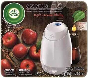 Air Wick Essential Mist, Essential Oils Diffuser, Diffuser + 1 Refill, Apple Cinnamon Medley, Fall scent, Fall spray, Air Freshener, Packaging May Vary