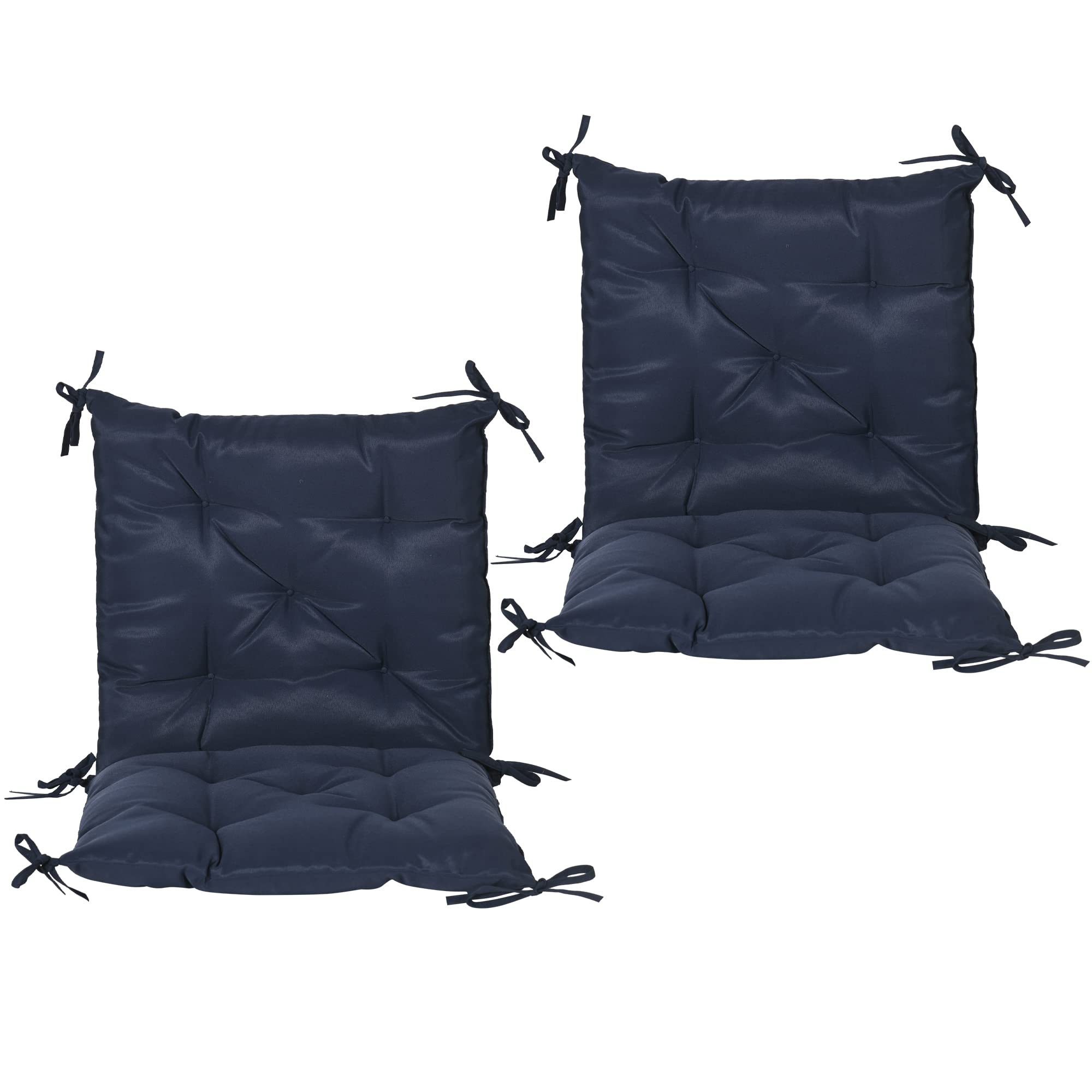 Outsunny 2 Coussins Chaise Patio Attaches 39x20x3 Pouces Bleu foncé