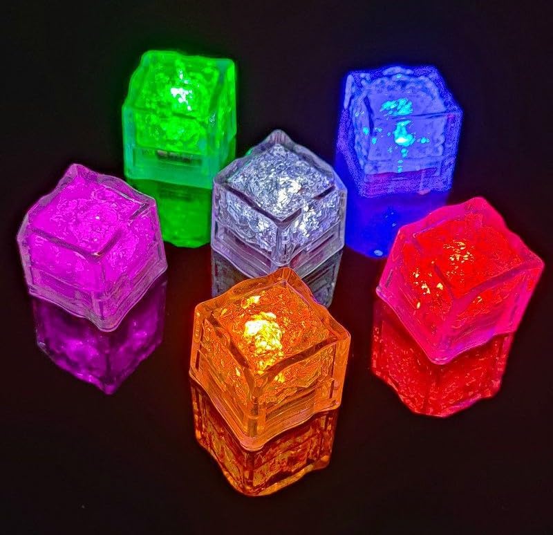 Maimeili 12 Pcs Colorful Led Ice Cubes Sensor Waterproof Ice for Drinks Bar Supplies Halloween Christmas Wedding Home Decoration Party