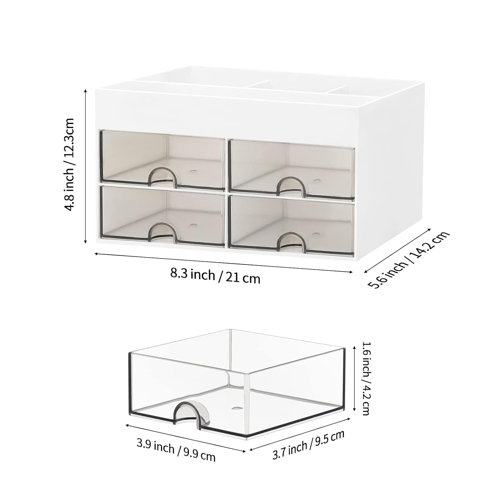 Scatola portaoggetti da scrivania, organizer da scrivania con 4 cassetti, portapenne multifunzionale for scrivania, organizer for forniture for ufficio (bianco)