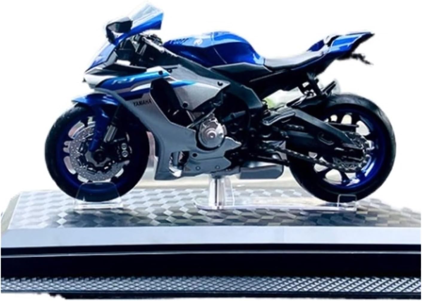 スケールモデル 1:12スケール ヤマハ R1 オートバイモデルキット ブルー スタティックダイキャストコレクション ダストカバーバ