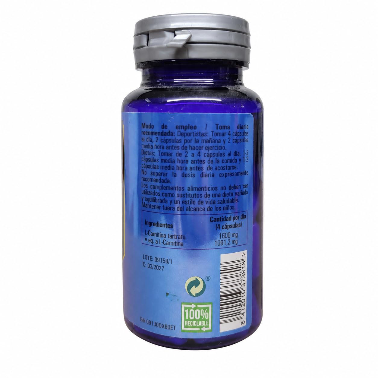 Pack 3 L-Carnitina Nutri-DX Ynsa diet 400 mg, 180 cápsulas en total, L- carnitina tartrato en cápsulas, formato ahorro para rutina deportiva diaria y entrenamiento Salud y cuidado personal