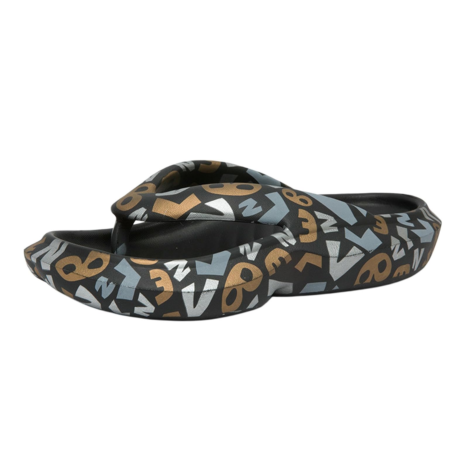 Tongs homme et femme à plateforme graffitis unisexes noires